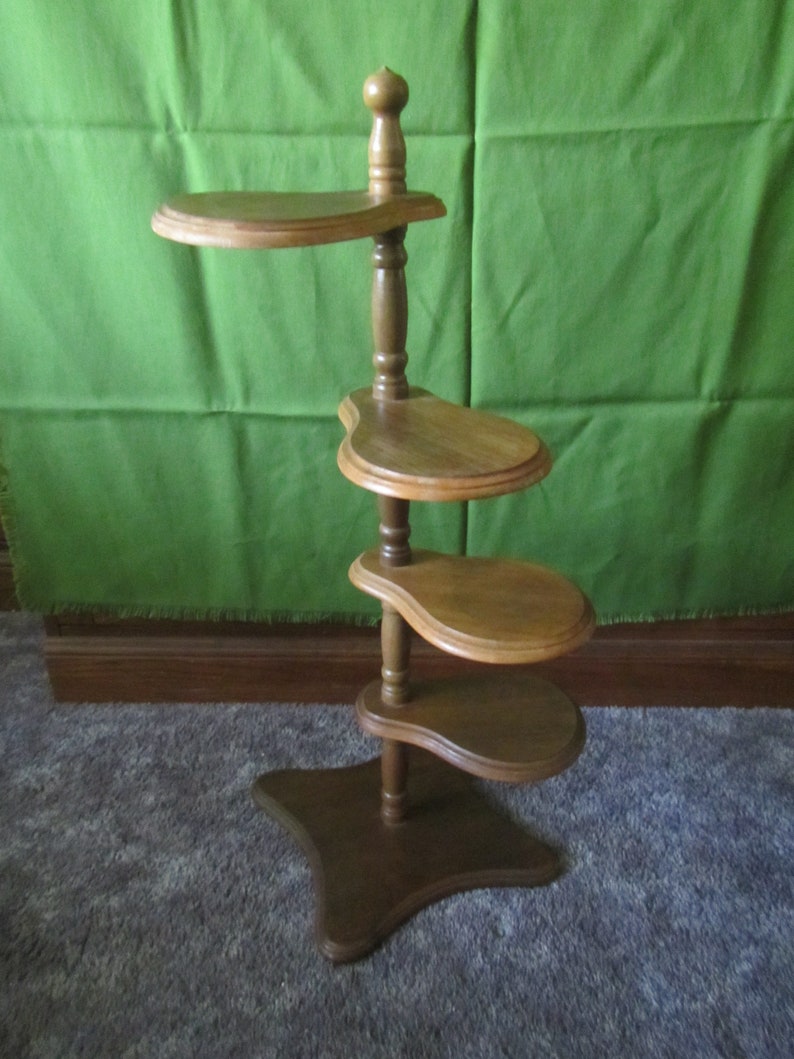 Wood 4 Tier Plant Stand Shelf Flower Pot All Purpose Spindle Paddle 3 4sh