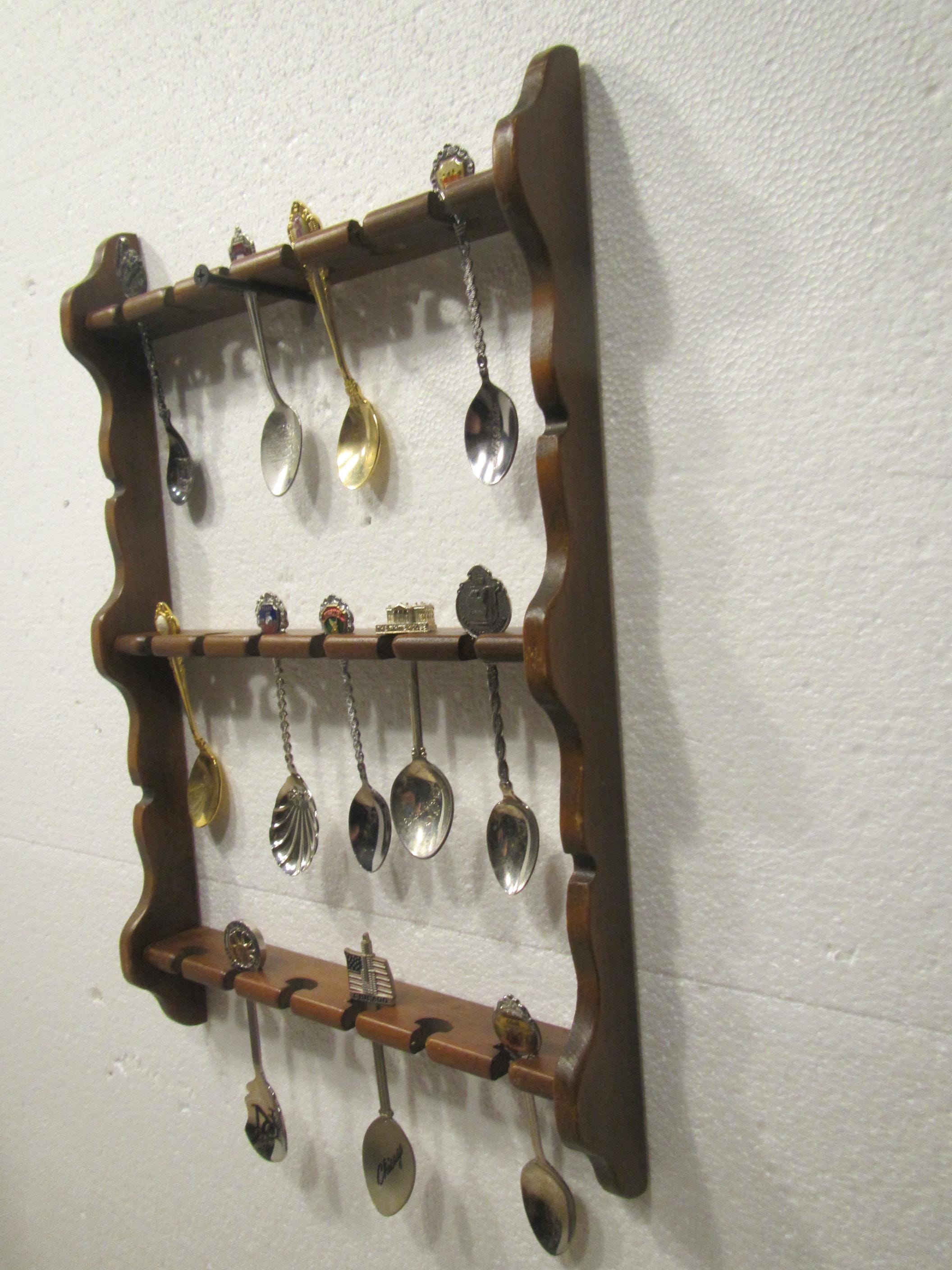 Spoones Rack Wood 18 Spoon Rack, Spoon Shelf ** Wood Wall Spoon Rack, ** 18 Spoon ...