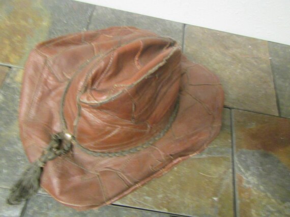 Old Leather Cowboy Hat, Western Hat , Old Weather… - image 4