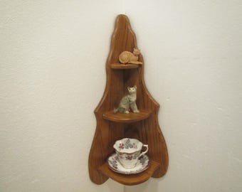 Oak 3 tier Corner Shelf , wood shelf , Display shelf, collectibles , Display Curio, nick knack shelf,*** FREE SHIPPING *** 3tieroak