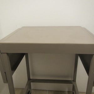 vintage  Tiffany Typewriter Table with drop leaf sides , very good gray Typewriter stand, mid century * FREE SHIPPING *  #TTspec
