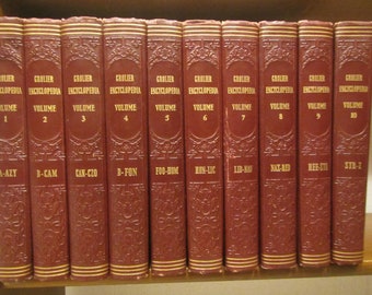 1953 Grolier Encyclopedia 10 volume complete set,  * Grolier Society , Illustrated ** FREE SHIPPING ** very good condition