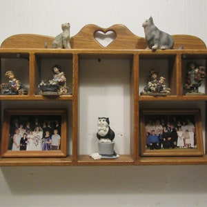 7 Section Oak Shadow box Shelf, Oak, Wood Wall shelf, horizontal shelf, display shelf, Wall or table top shelf, ***FREE SHIPPING *** Oak7sec