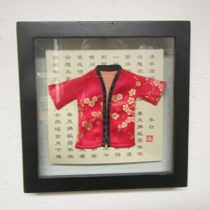 Framed Oriental Kimono or robe in wall Glass Shadowbox.  Oriental Clothing