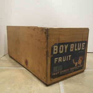 Boy Blue Wood Fruit Crate , Fruit Growers Service Co. Wenatchee Wash.  wood apple box , wood fruit box , Wood box, crate,** FREE SHIPPING **