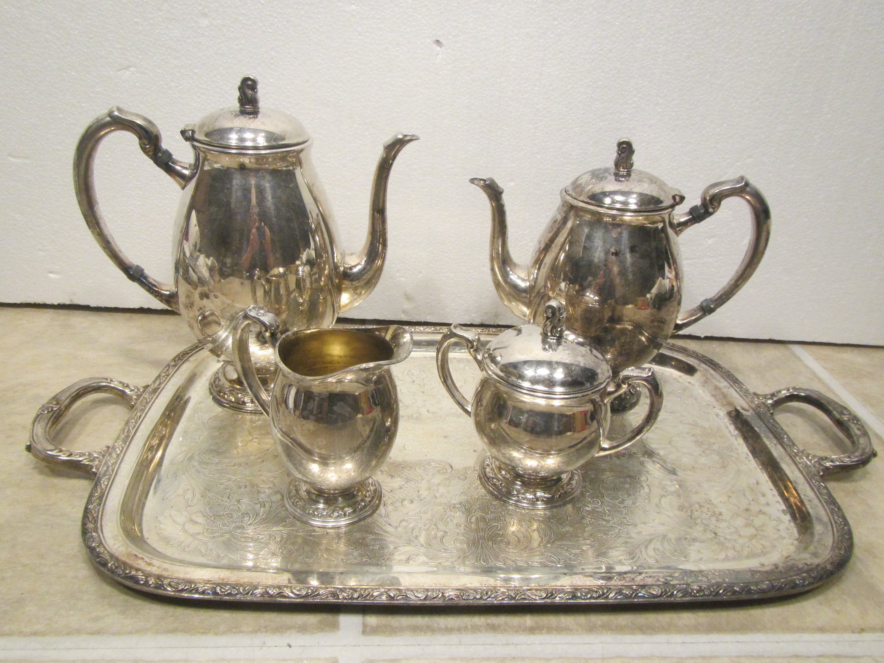 Wm.a Rogers CAROL Silver Plate Tea Pot, Coffee Pot , Creamer