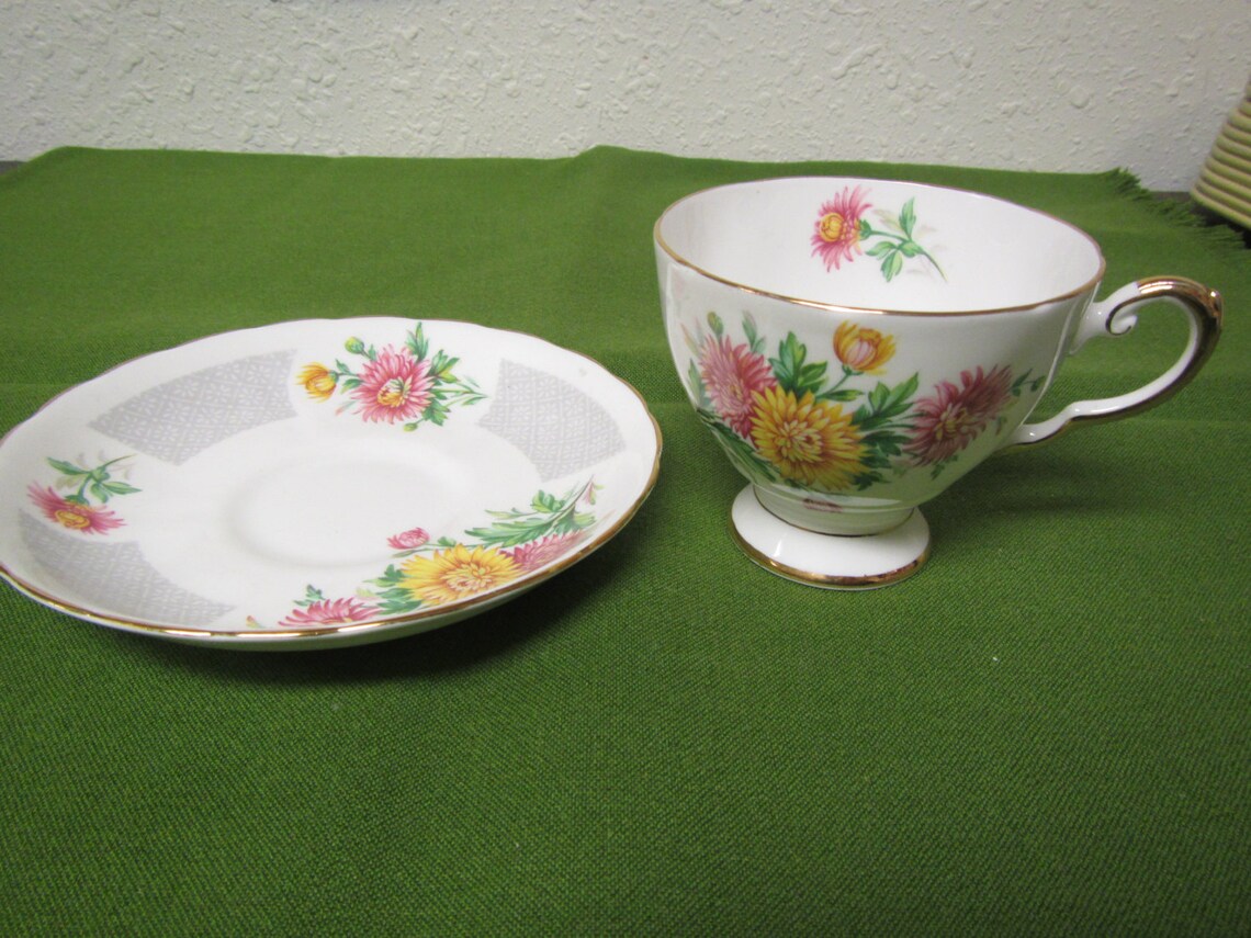 Vintage TUSCAN FINE English Bone CHINA Tea Cup and Saucer Set Etsy