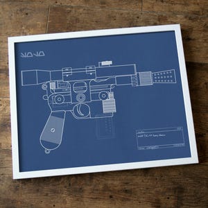 Star Wars Han Solo&#39;s Blaster Blueprint Poster. PRINT ONLY