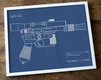 Star Wars Han Solo's Blaster Blueprint Poster. PRINT ONLY