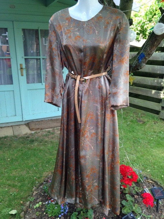 50's Autumn leaves satin swirl dress