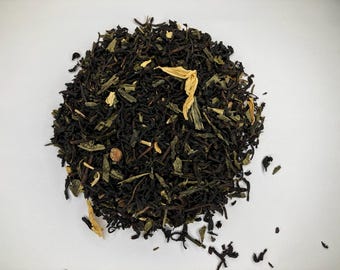 Midzomernachtdroomthee, losse midzomernachtdroomthee, groene thee, losse gastronomische thee, gearomatiseerde thee, cadeaus voor haar, cadeaus theeliefhebber