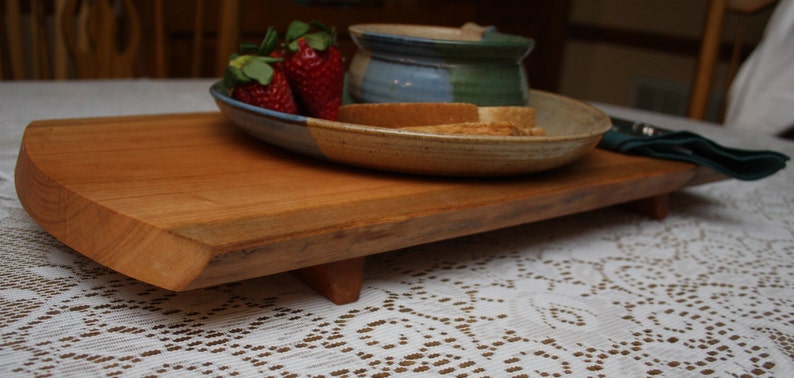 Cherry cutting board with a live edge serving tray live edge footed 176 bread board cheese board Serving Tray with cherry feet