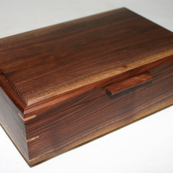Men's Valet Box with phone charging port and sliding tray - Man's valet box #267 walnut