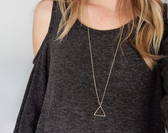 Gold Triangle Necklace | Geometric Necklace | Pendant Necklace | Triangle Shape | Minimal Necklace | Simple Necklace | Gold Triangle