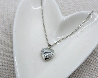 Silver Heart Locket | Locket Charm Locket Necklace Silver Locket Long Necklace Long Pendant Necklace Boho Open Heart Locket Necklace