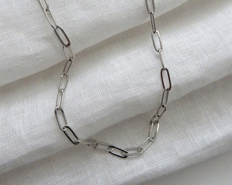 Silver Chunky Cable Chain Necklace | Layering Choker | Thick Silver Chain Choker Necklace Layering Necklace Minimal Necklace Chain Necklace