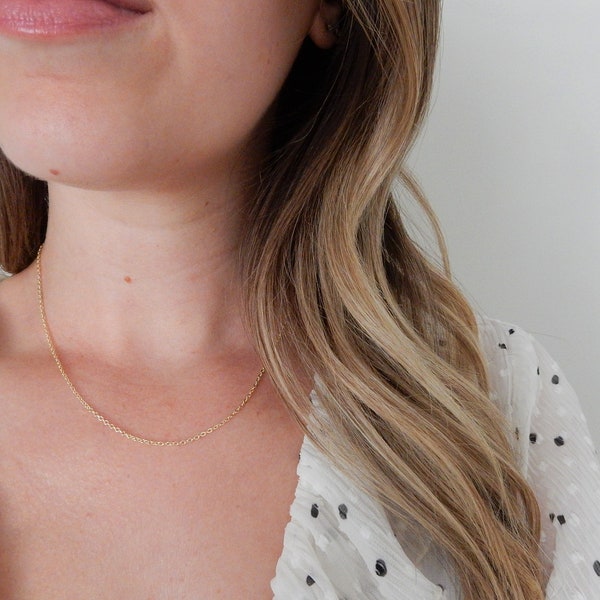 Gold Chain Choker Necklace | Layering Choker | Simple Delicate Chain Necklace | Dainty Layering Necklace | Dainty Choker Necklace | Gold