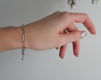 Silver Link Chain Bracelet | Gold Link Bracelet Gold Chain Bracelet Cable Chain Bracelet Gold Link Chain Bracelet for Women Simple Bracelet