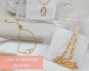 Mystery Jewelry Bundle | Surprise Jewelry Set with Necklaces and Bracelet, Birthday Gift, Dainty Gold or Silver Jewelry Set (Value of 80+)