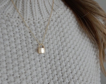 Gold Lock Necklace | Padlock Charm Necklace Gold Lock Short Necklace Dainty Pendant Necklace Boho Necklace Open Lock Necklace Locket Charm