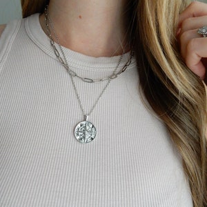 Silver Compass Necklace | Silver Circle Compass Necklace Star Necklace Charm Necklace Layer Necklace Compass Gift For Her Compass Pendant