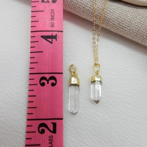 Gold Crystal Quartz Necklace Long Pendant Necklace Accessories for Women Minimalist Gemstone Jewelry Modern Stone Necklace Crystal image 5