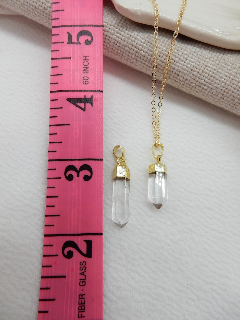 Gold Crystal Quartz Necklace Long Pendant Necklace Accessories for Women Minimalist Gemstone Jewelry Modern Stone Necklace Crystal image 5