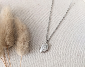 Kleine zilveren ovale medaillon | Medaillon charme medaillon HALSKETTING Zilveren medaillon lange ketting lange hanger ketting Boho ketting Open medaillon HALSKETTING