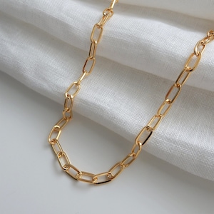 Gold Chunky Cable Chain Necklace | Gold Toggle Necklace Paperclip Necklace Layering Choker Thick Gold Chain Necklace Gold Chain Necklace