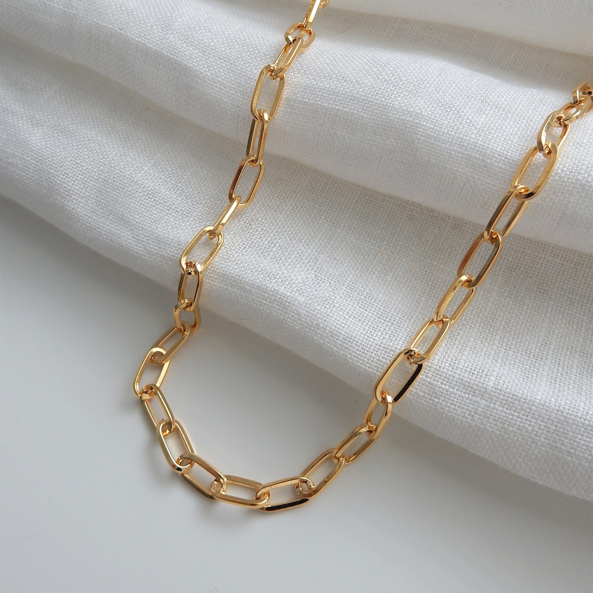 Gold Chunky Cable Chain Necklace Gold Toggle Necklace Paperclip