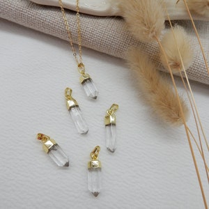 Gold Crystal Quartz Necklace Long Pendant Necklace Accessories for Women Minimalist Gemstone Jewelry Modern Stone Necklace Crystal image 2
