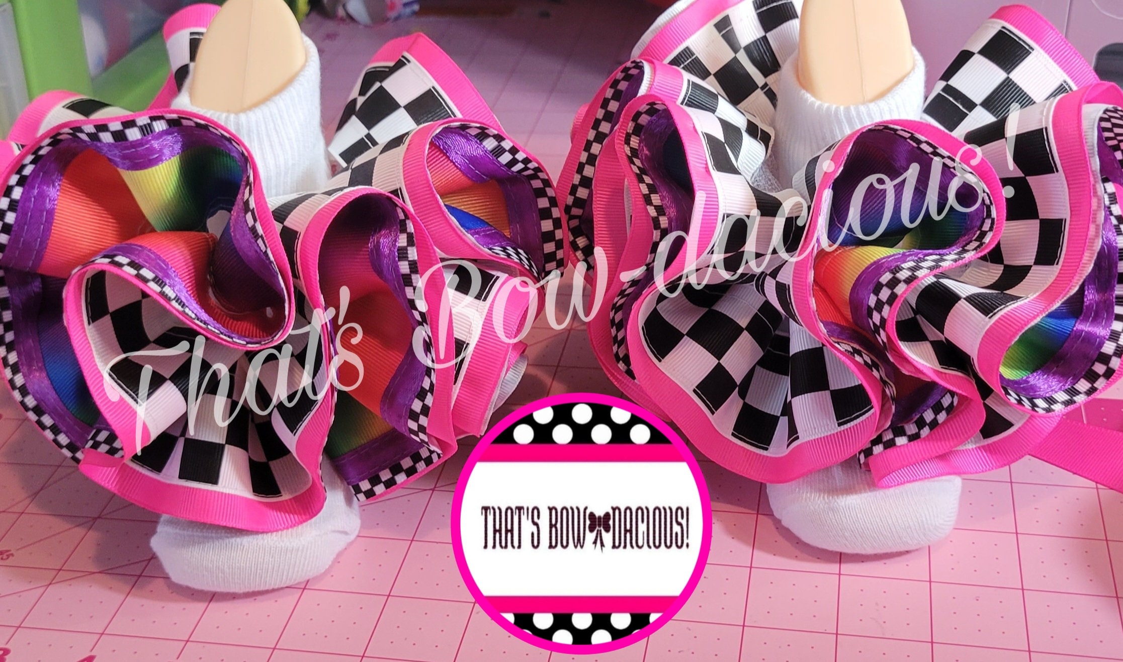 Girls Race Car Party Outfit Hot Pink Ruffle Socks Checker Socks Checker ...