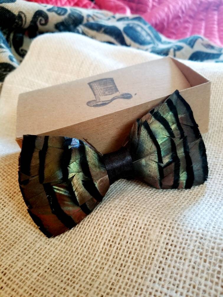 Handcrafted Feather Bow Tie Etsy