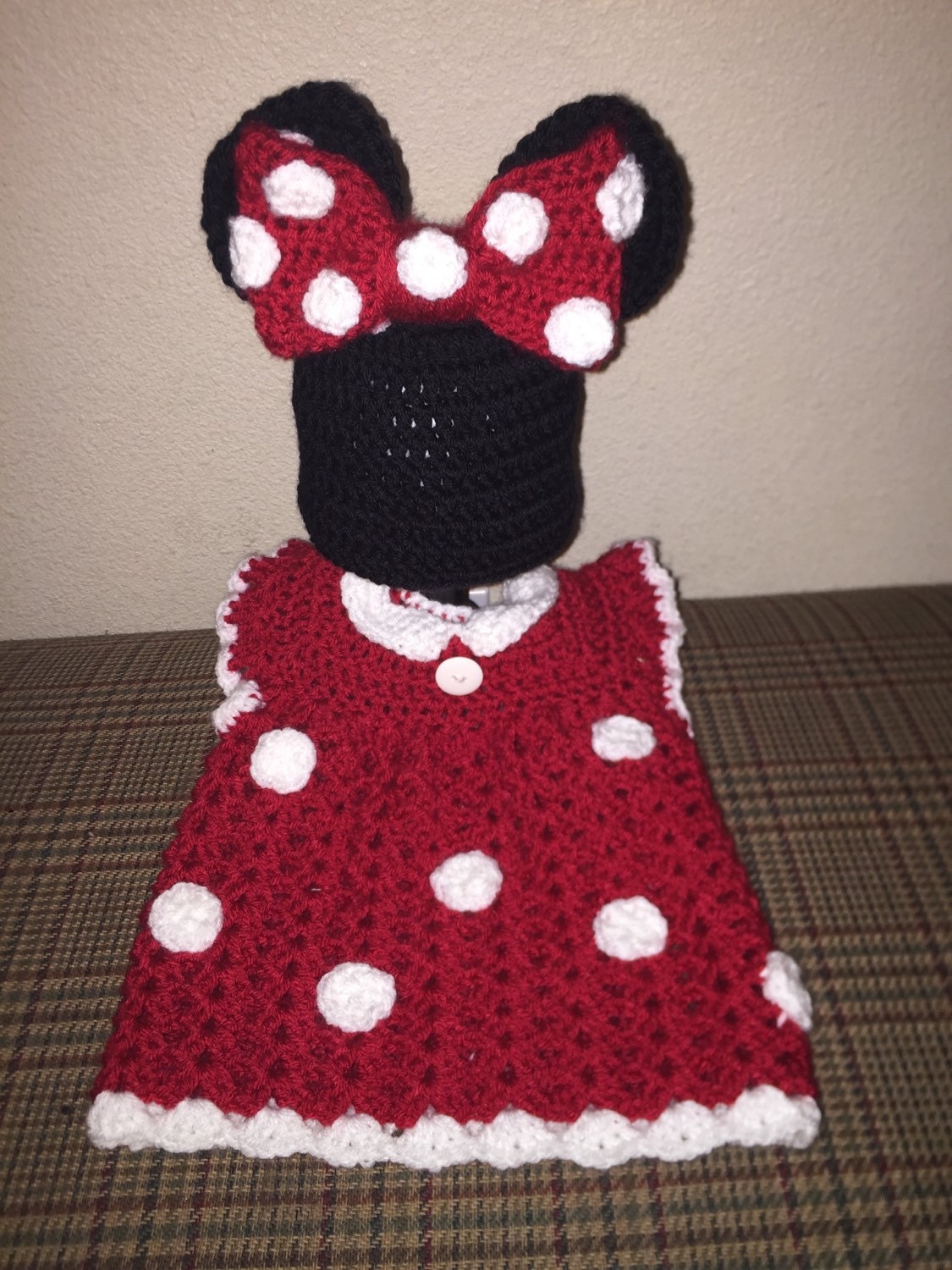 Crochet Infant Minnie Mouse Hat and Dress Set Costume Photo Etsy