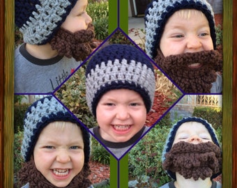 Crochet Bearded Beanie Beard Hat Variety of colors Photo Prop Costume Removable Beard