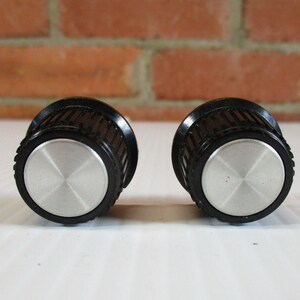 Vintage Style Black Plastic Knobs with Silver Center, 5/8" Tall, Guitar Amp Electronics (2-Piece Set)