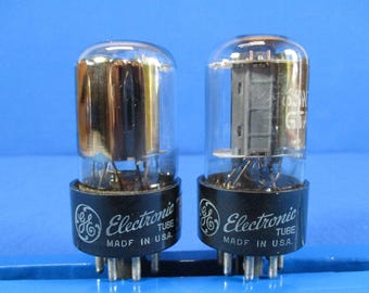 GE 6SN7GTA Vacuum Tubes Code Matched Pair Horseshoe Getter TV-7 Tested Strong