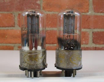 Par emparejado de tubos de vacío de audio FoMoCo 6J5GT de placa gris TV-7, probados al 100%+