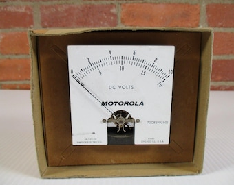 Medidor de voltaje de panel de CC antiguo Simpson Motorola SK-525-18, probado y en funcionamiento.