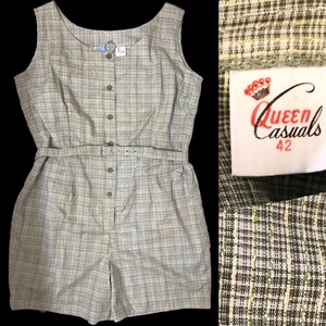 Rare Plus Size DEADSTOCK 1950’s 60’s Vintage Romper Playsuit  Jumpsuit Atomic Fabric 50’s 1960’s Pinup Gidget Rockabilly Shorts