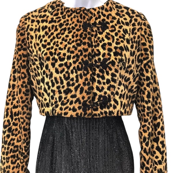 So Leopard Pattern Half-Zip Pullover Jacket, Women's Size L polyester ivory Vintage Second Hand