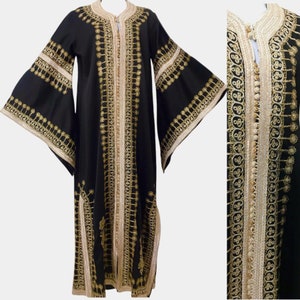 Vintage 1970’s Caftan with Lurex Gold Gilded Greek Metallic Thread Red Maxi Loungewear Dress 70’s Ethnic Grecian Exotica Kaftan