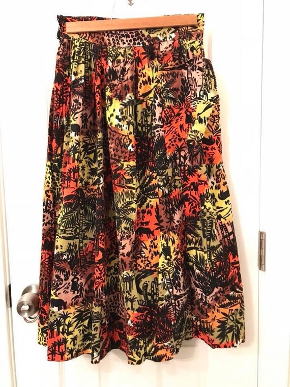 Vintage 1950s 50s Tiki Hawaiian novelty print Tapa