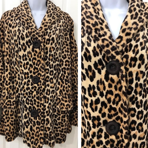 Vintage Leopard Jacket Velour Coat VOLUP 1960’s S… - image 1