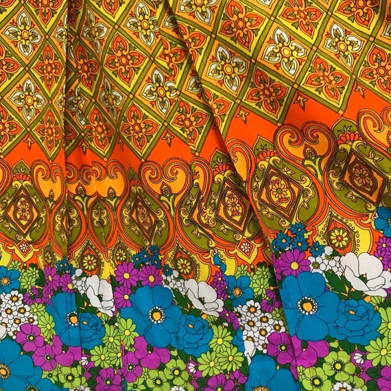 Vintage Psychedelic Hawaiian Tiki Maxi Dress by J… - image 5