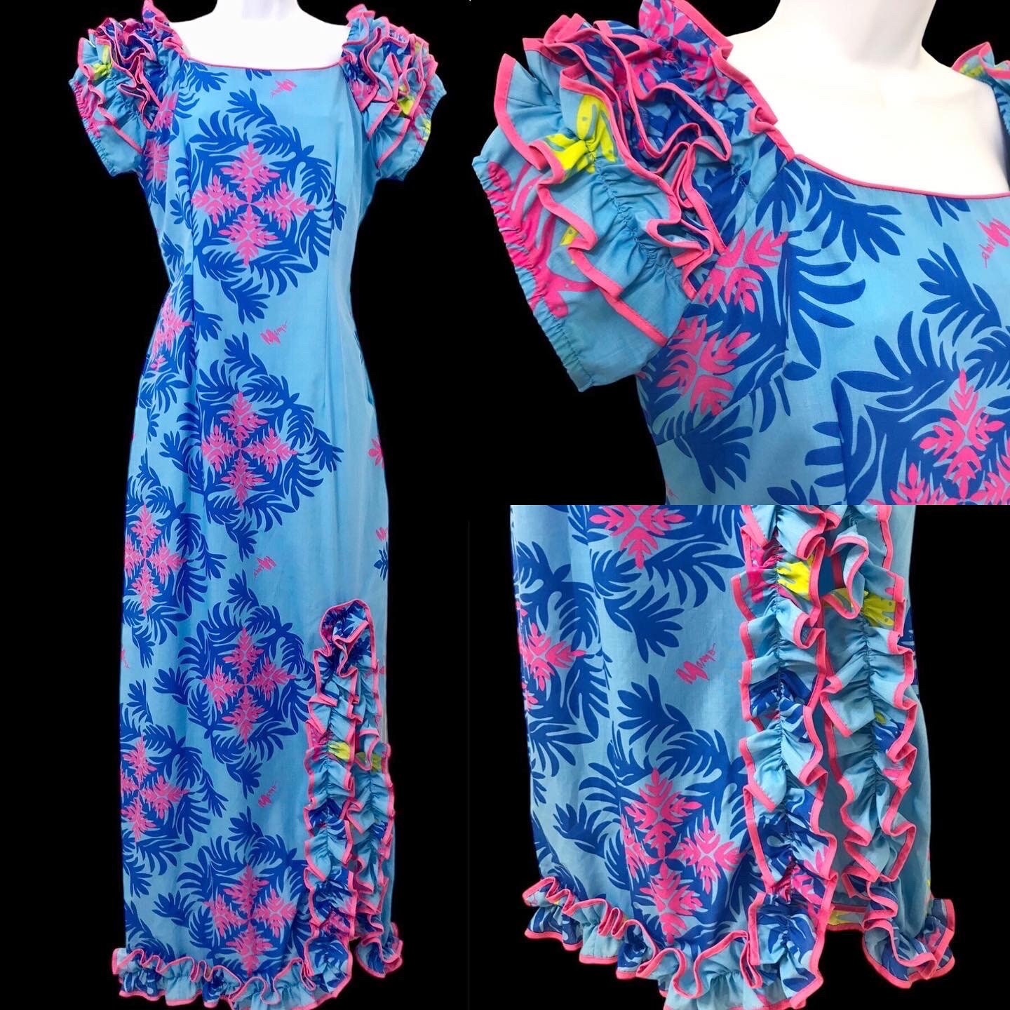Vintage Hawaiian Designer Mamo Howell Maxi Dress 1980's 80's Vintage Hawaiian Designer Mamo Howell Maxi Dress 1980's 80's