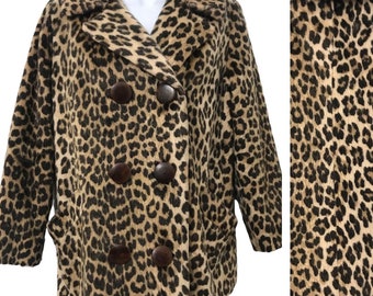 Vintage Midcentury Faux Fur 50’s 60’s Leopard Coat Short Jacket Blazer Animal Midcentury Staple 1950’s 1960’s Classic - Petite Friendly