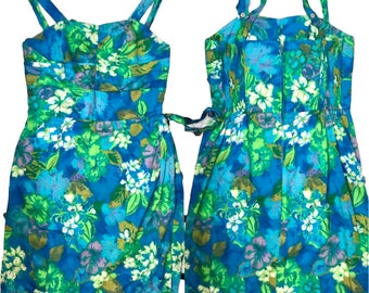 Vintage 1950’s Hawaiian Sarong Dress with Bloomers 32-36” waist 1950’s Tropical Playsuit Romper Miami Florida Tropical Cabana Wrap Skirt