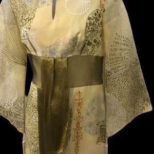 Vintage Alfred Shaheen Hawaiian Dress Tiki Pake Muu 1970’s Japanese Kimono 70s Asian Hostess Cocktail Gown Custom Tailored 32” waist