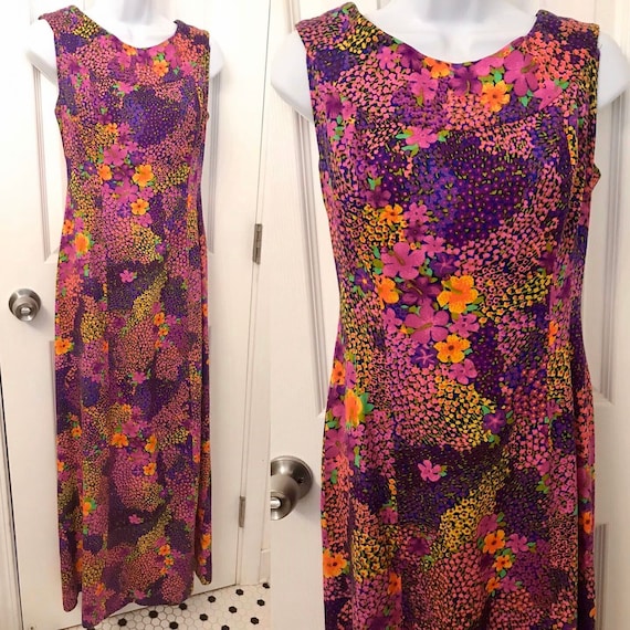 Vintage floral waterfall watteau train Hawaiian ma